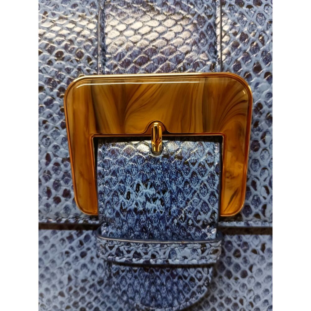 NWT Brahmin Small Hallie Navy Bonaire Leather Satchel Bag - Picture 4 of 10